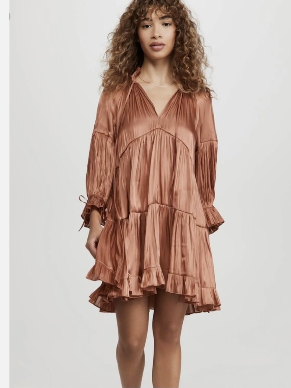 Cinq à Sept Phyllis Peasant Dress Travertine Rose Gold Size 6